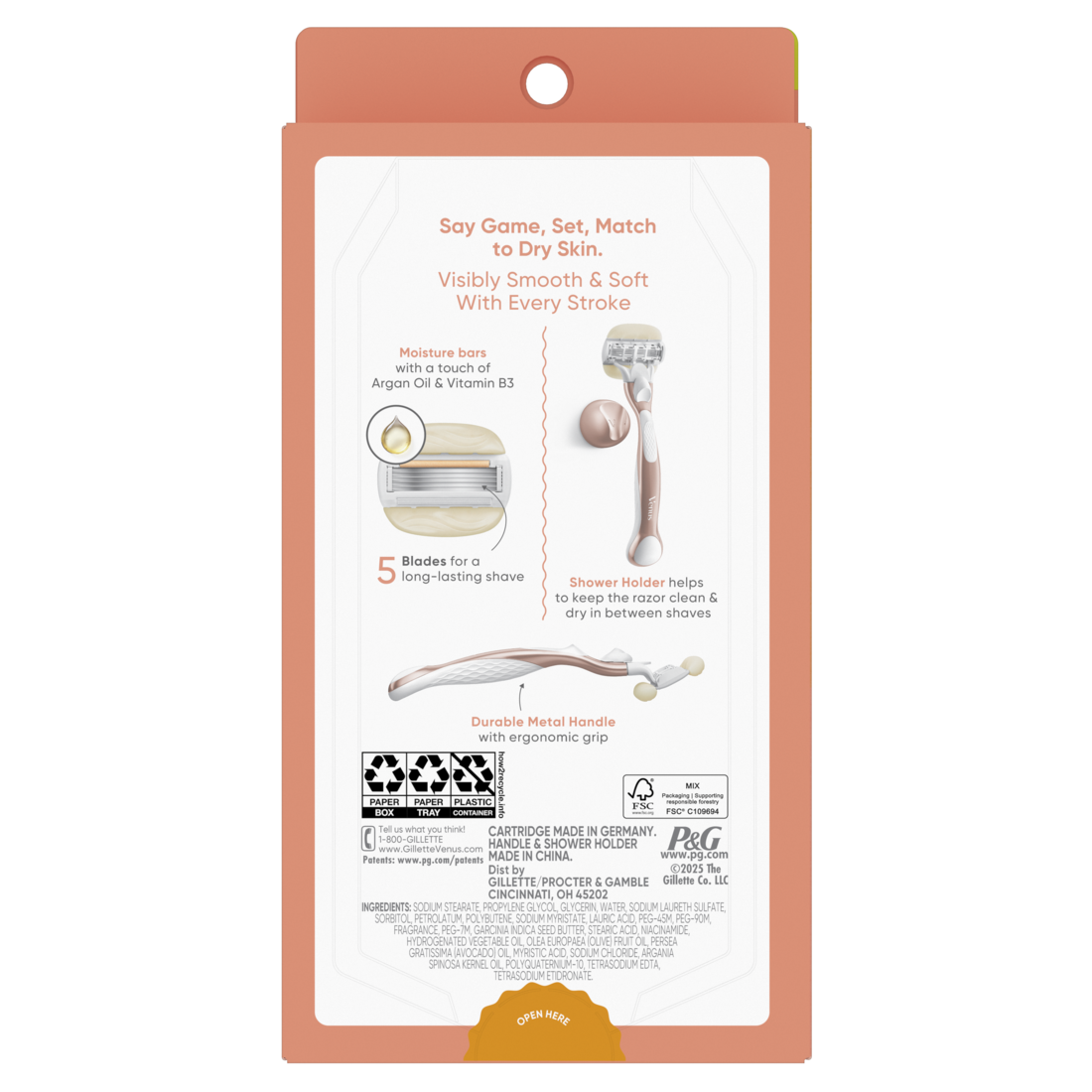 Venus Moistureglide Women's Razor Limited Edition Handle 2 Razor Blade Refills and Shower Holder - 1box/36pk