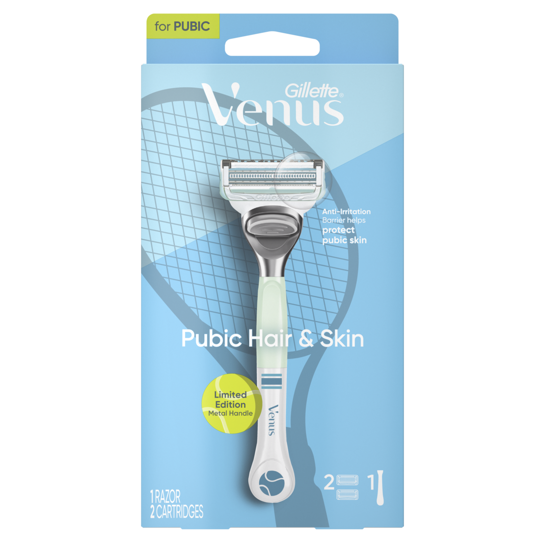Gillette Venus for Pubic Hair and Skin Women's Razor Limited Edition Metal Handle + 2 Blade Refills - (1+2)ct/36pk