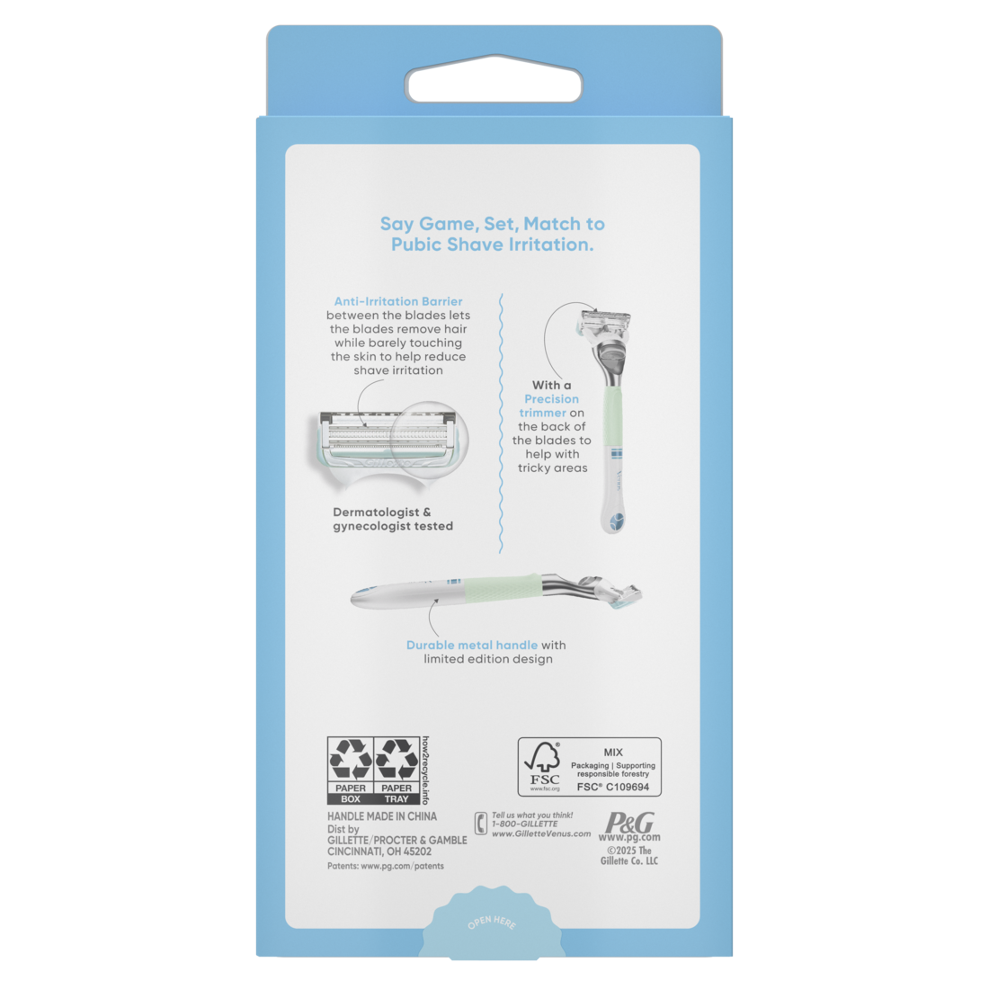 Gillette Venus for Pubic Hair and Skin Women's Razor Limited Edition Metal Handle + 2 Blade Refills - (1+2)ct/36pk