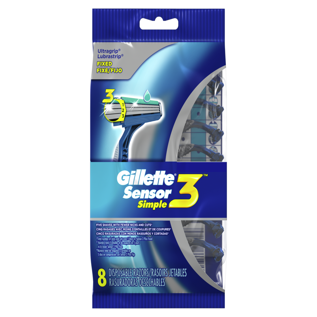 Gillette Sensor3 Simple Men's Disposable Razors - 8ct/32pk