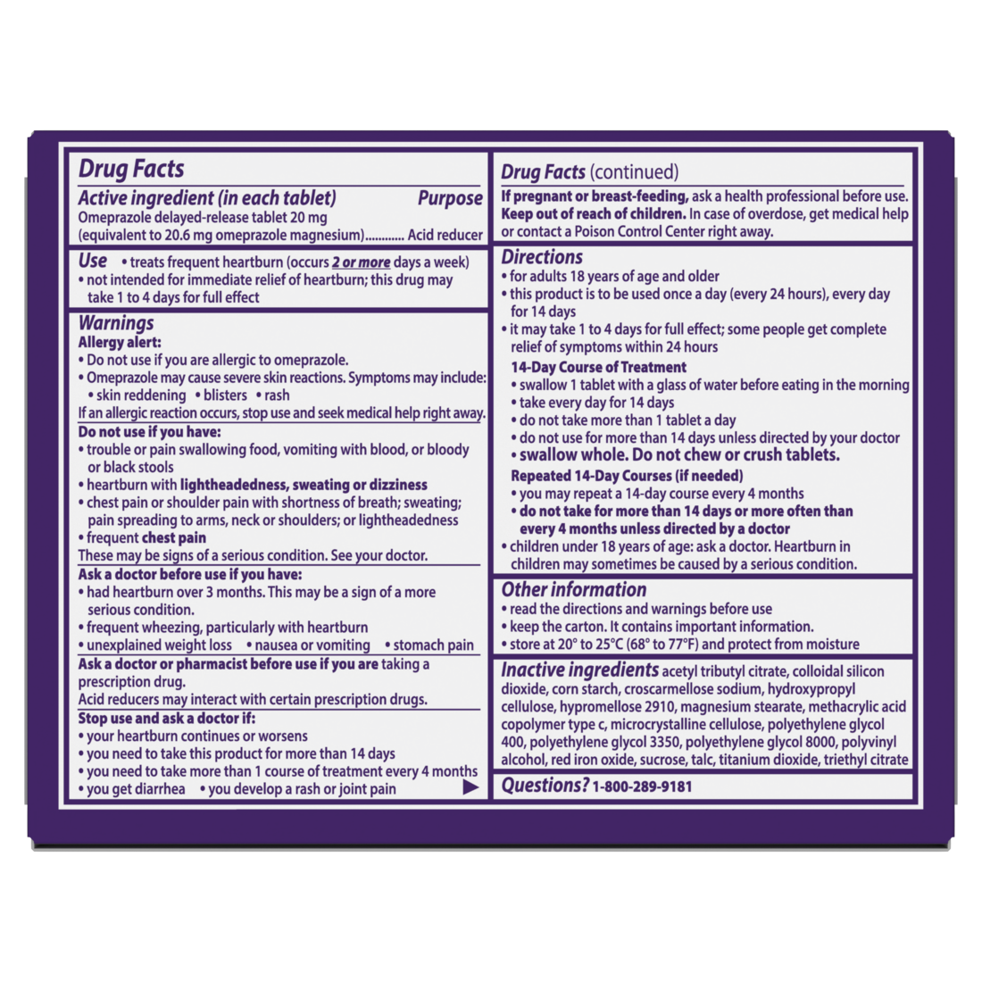 Prilosec OTC Omeprazole 20mg Heartburn Medicine Acid Reflux Medicine 24 Hour Omeprazole Relief Tablets - 42ct/24pk