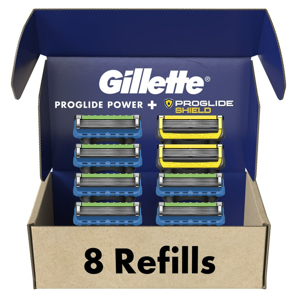 Gillette Men's Razor Blade Refills 6 ProGlide Power Cartridges 2 ProGlide Shield Cartridges - (6+2)ct/48pk