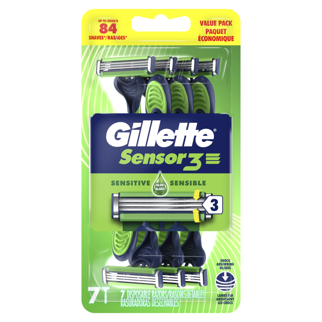 Gillette Sensor3 Sensitive Men's Disposable Razors - 7ct/12pk