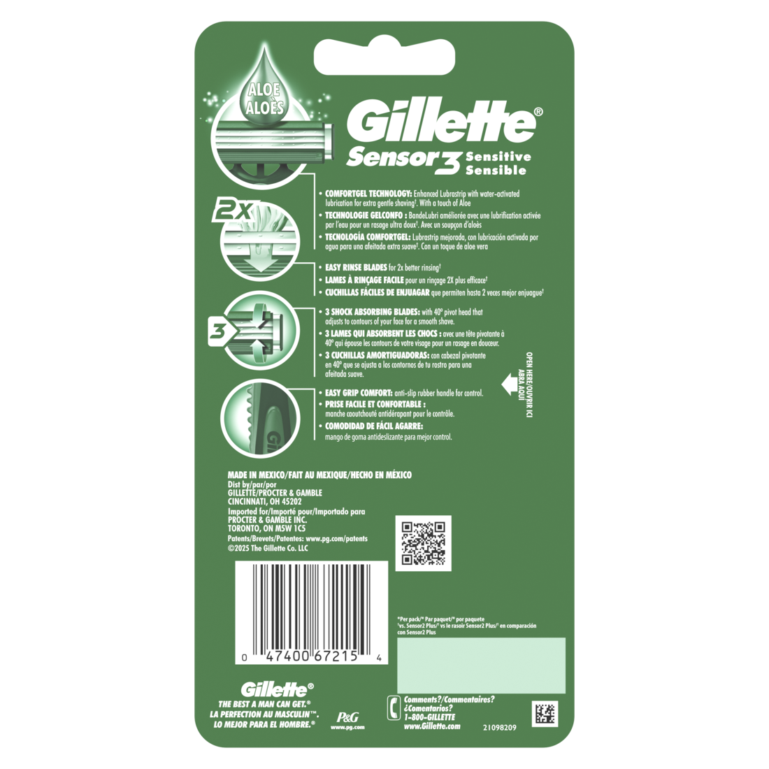 Gillette Sensor3 Sensitive Men's Disposable Razors - 7ct/12pk