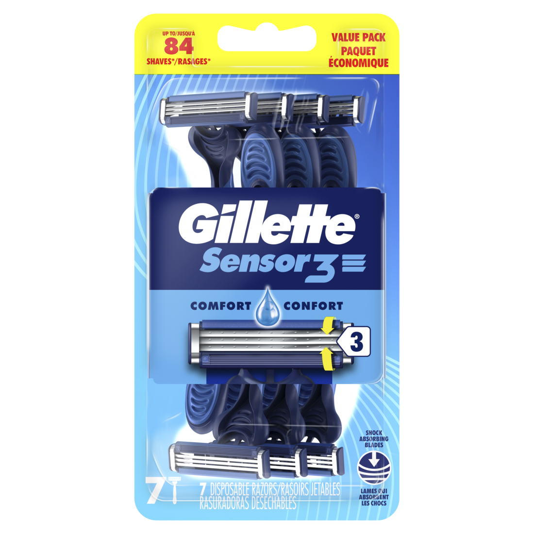 Gillette Sensor3 Men's Disposable Razors - 7ct/12pk