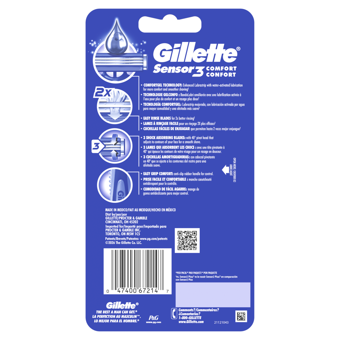 Gillette Sensor3 Men's Disposable Razors - 7ct/12pk