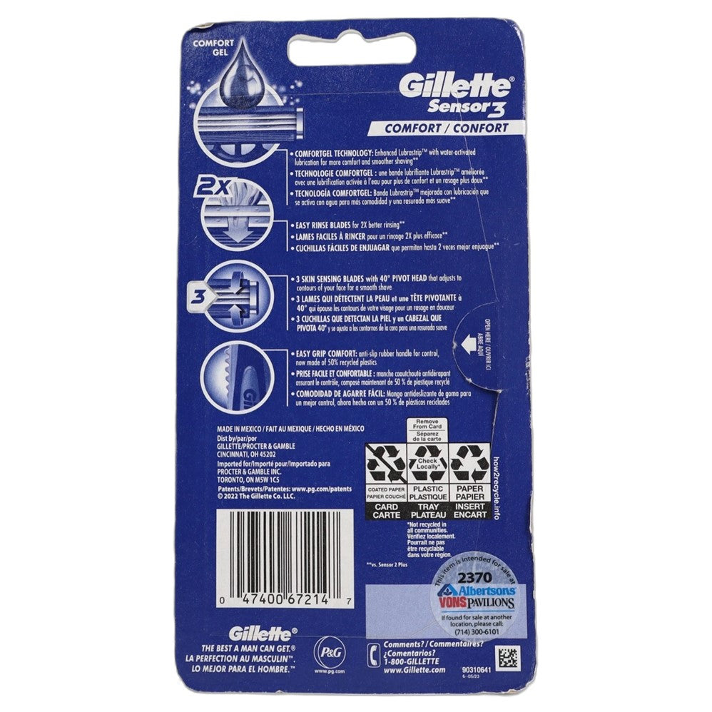 Gillette Sensor3 Base Razors Manaus BCP - 7ct/12pk