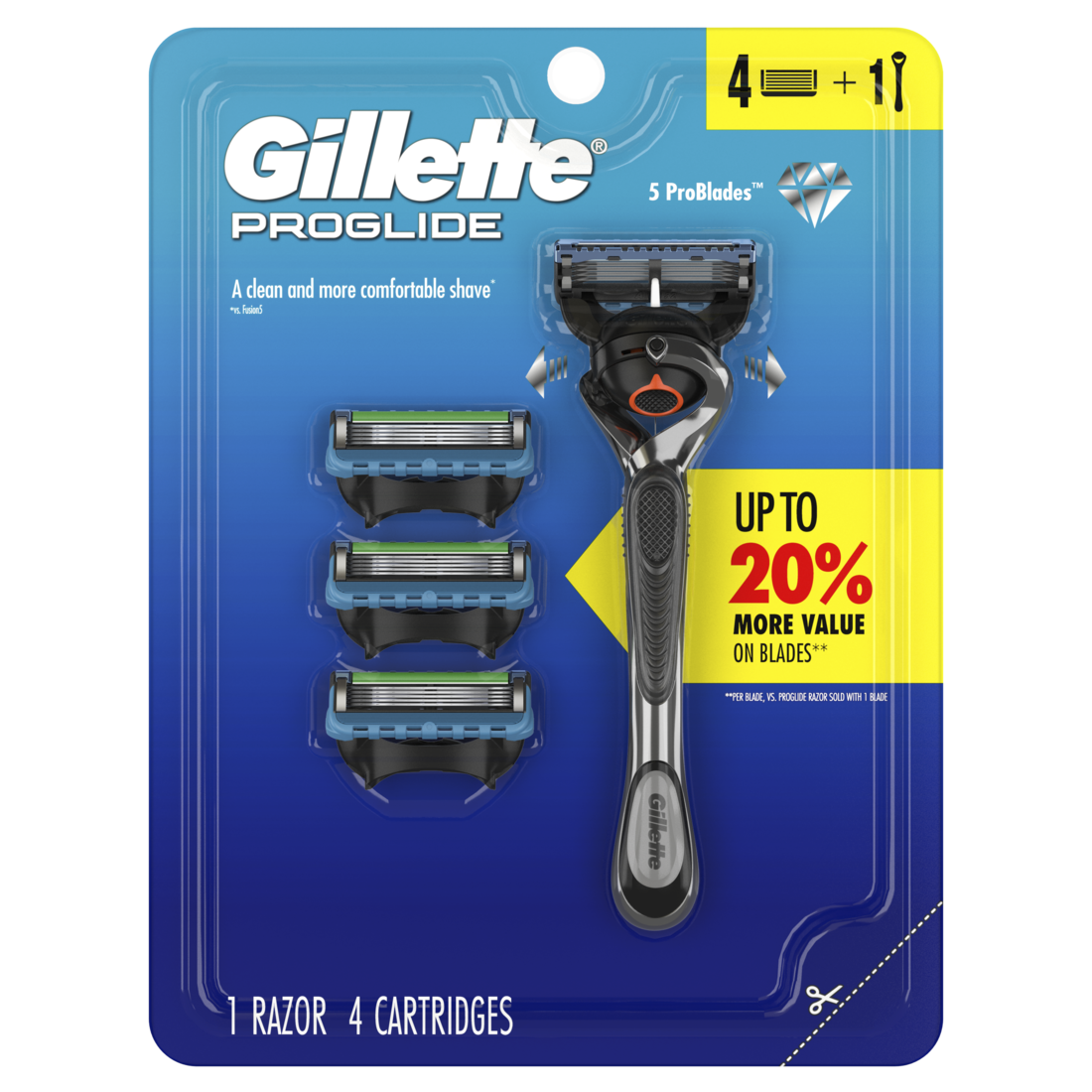 Gillette ProGlide 1 Handle + 4 Cartridges - (1+4)ct/24pk