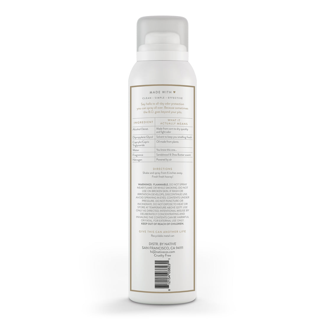 Native Deodorant Spray Sandalwood & Shea Butter - 3.5oz/12pk