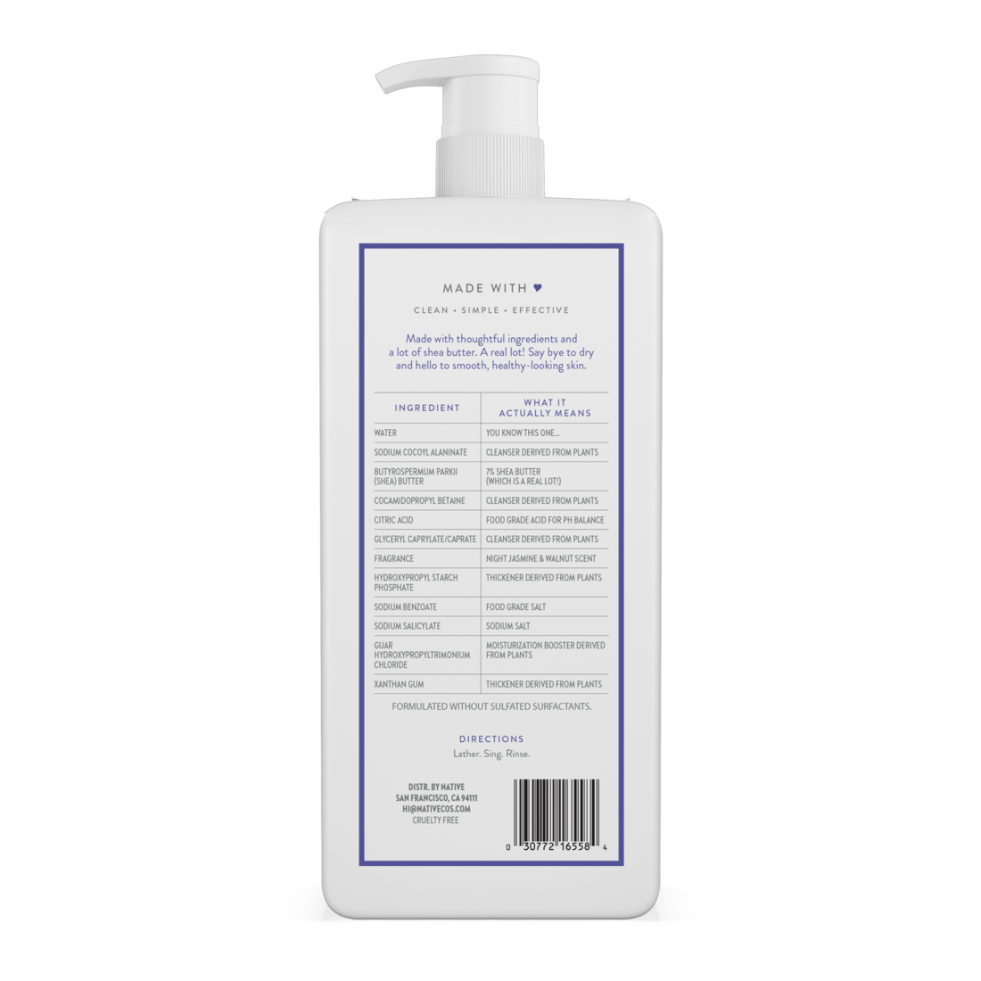 Native Night Jasmine & Walnut Moisturizing Body Wash - 18oz/6pk