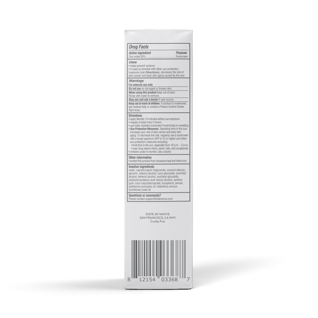 Native Unscented Face Sun Screen - 1.7oz/12pk