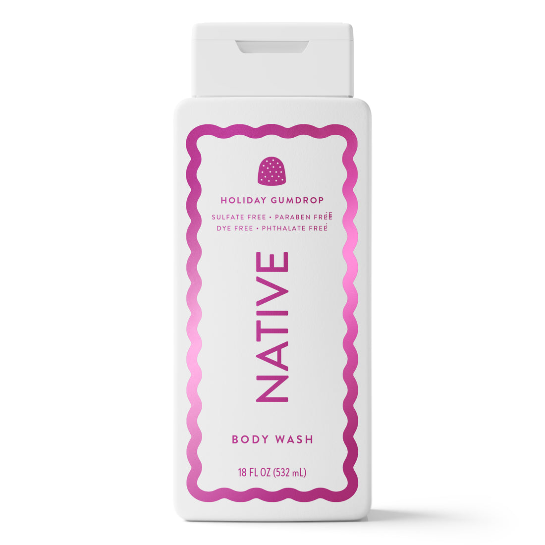 Native Sulfate Free 24-Hour Refreshing Body Wash Holiday Gumdrop Holiday Body Wash - 18oz/6pk