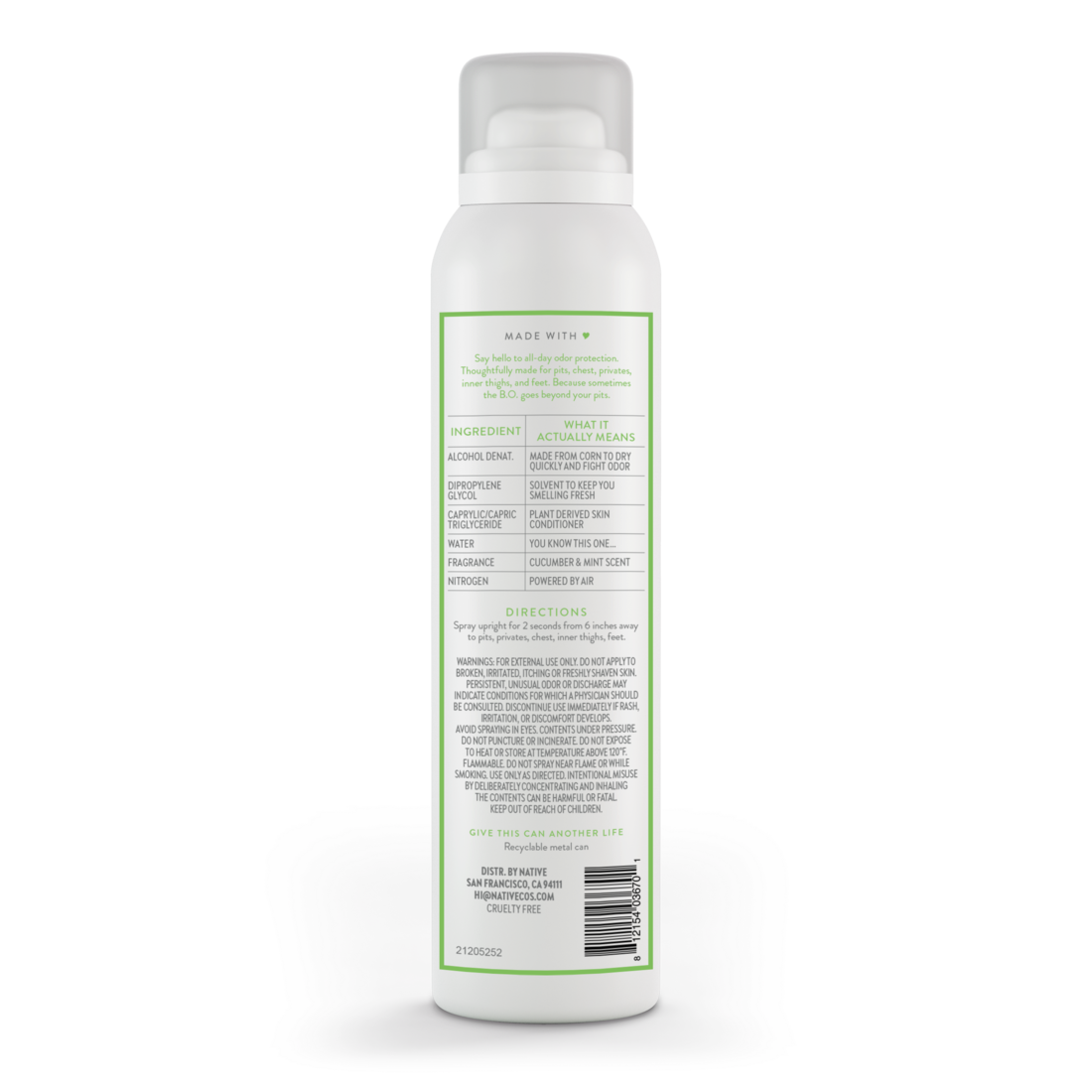 Native Cucumber & Mint Whole Body Spray Deodorant - 3.5oz/12pk