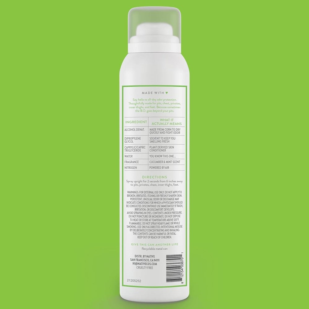 Native Cucumber & Mint Whole Body Spray Deodorant - 3.5oz/12pk