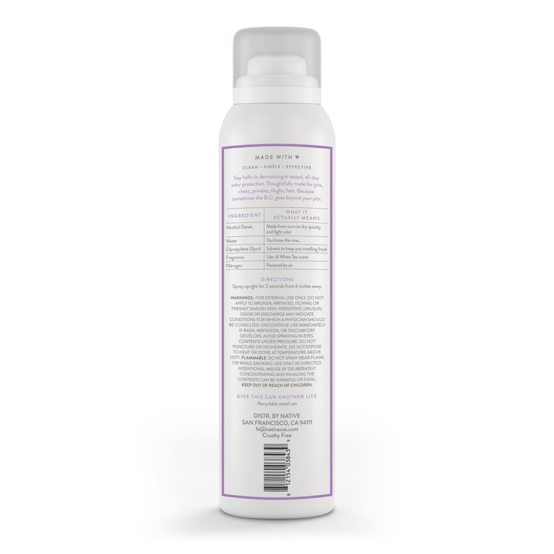Native Lilac & White Tea Spray Deodorant - 3.5oz/12pk