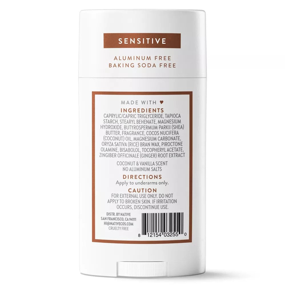 Native Coconut & Vanilla Sensitive Deodorant - 2.65oz/12pk