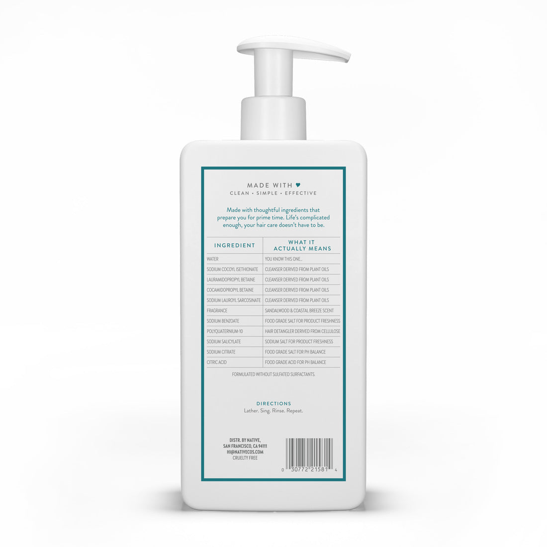 Native Limited Edition Sandalwood & Costal Breeze 2-n-1 Full & Thick Shampoo and Conditioner - 16.5oz/6pk