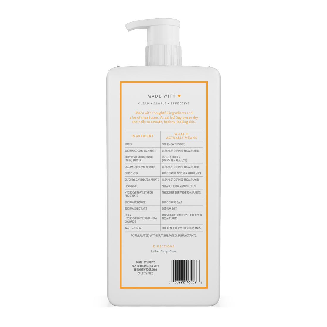 Native Moisturizing Body Wash Shea Butter & Almond - 18oz/6pk