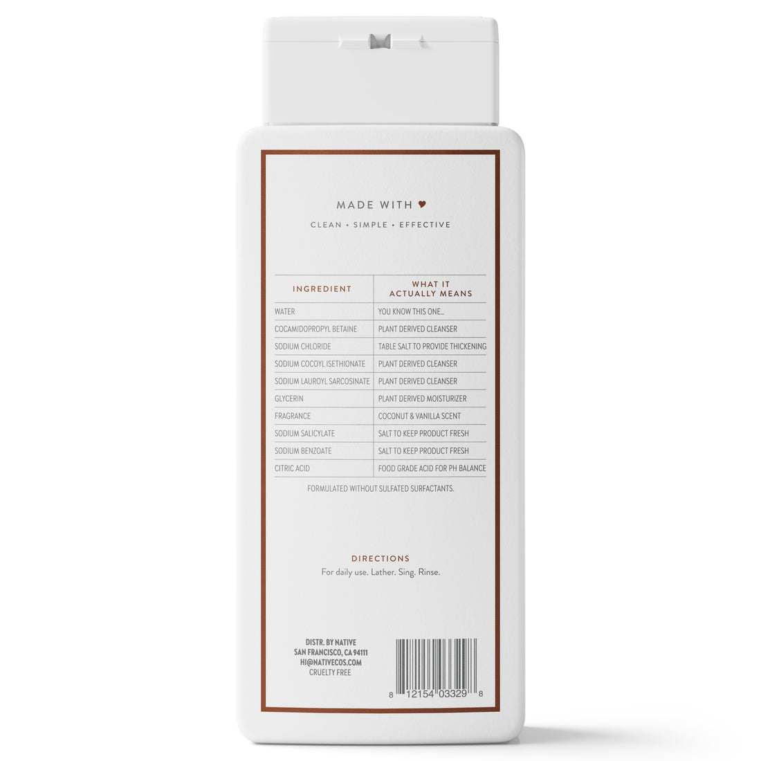 Native Cocoa Butter & Vanilla Moisturizing Body Wash - 18oz/6pk