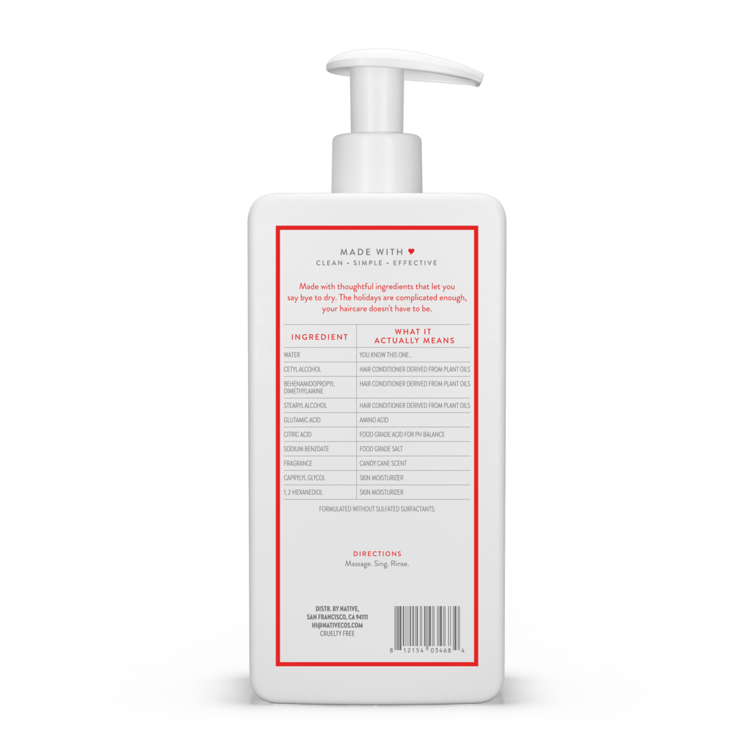 Native Limited Edition Candy Cane Moisturizing Conditioner - 16.5oz/6pk