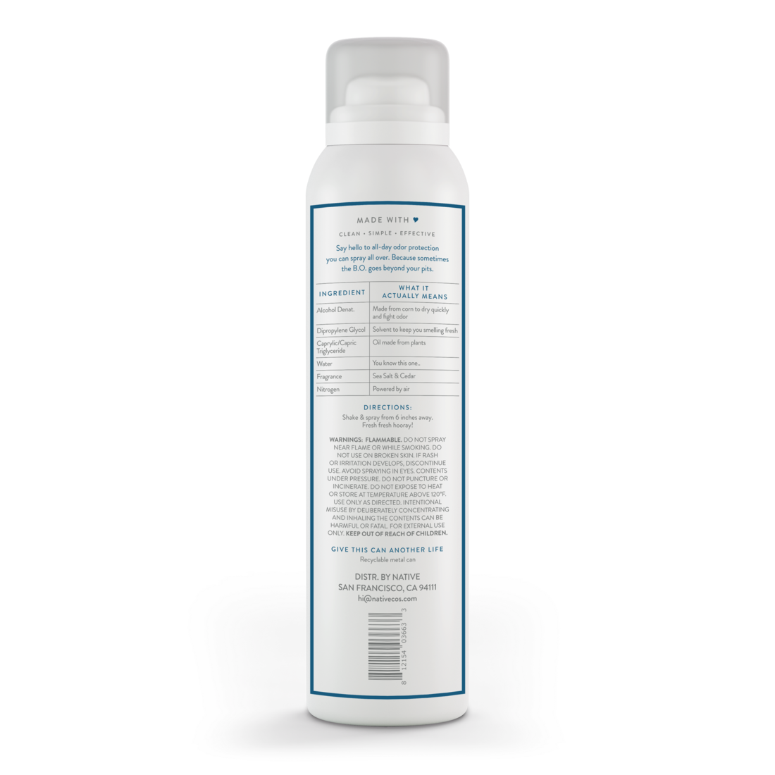 Native Deodorant & Body Spray Sea Salt & Cedar Aluminum Free for Women and Men - 2.65oz/12pk