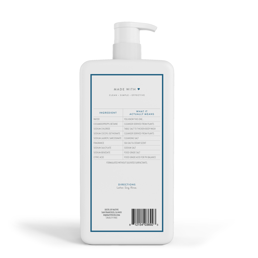 Native Sea Salt & Cedar Body Wash - 36oz/4pk