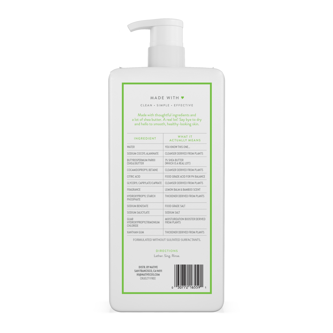 Native Lemon Balm & Bamboo Moisturizing Body Wash - 18oz/6pk