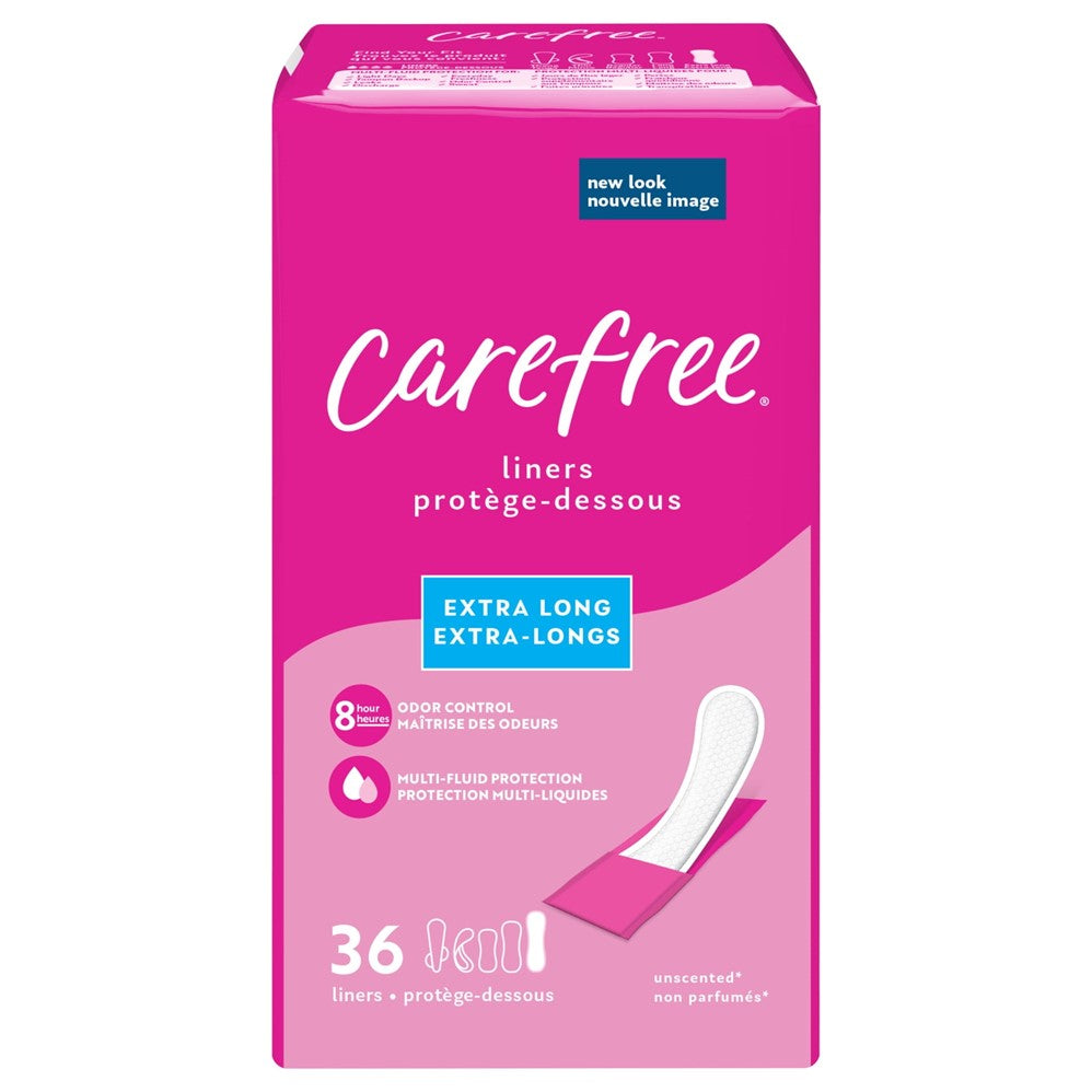 Carefree Panty Liners Extra Long Wrapped Unscented - 36ct/4pk