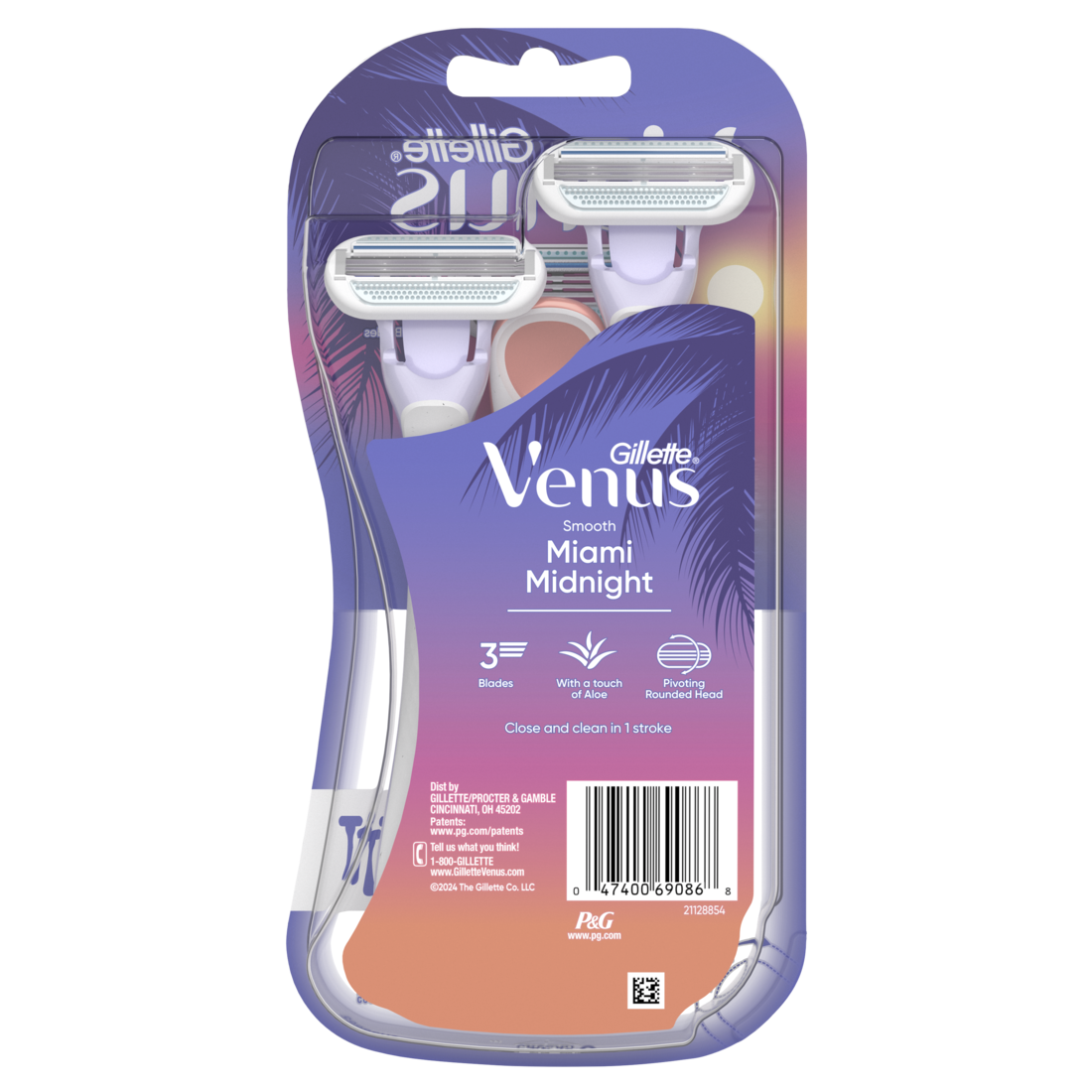 Gillette Venus Miami Midnight Smooth Women's Disposable Razors with Aloe - 3ct/4pk