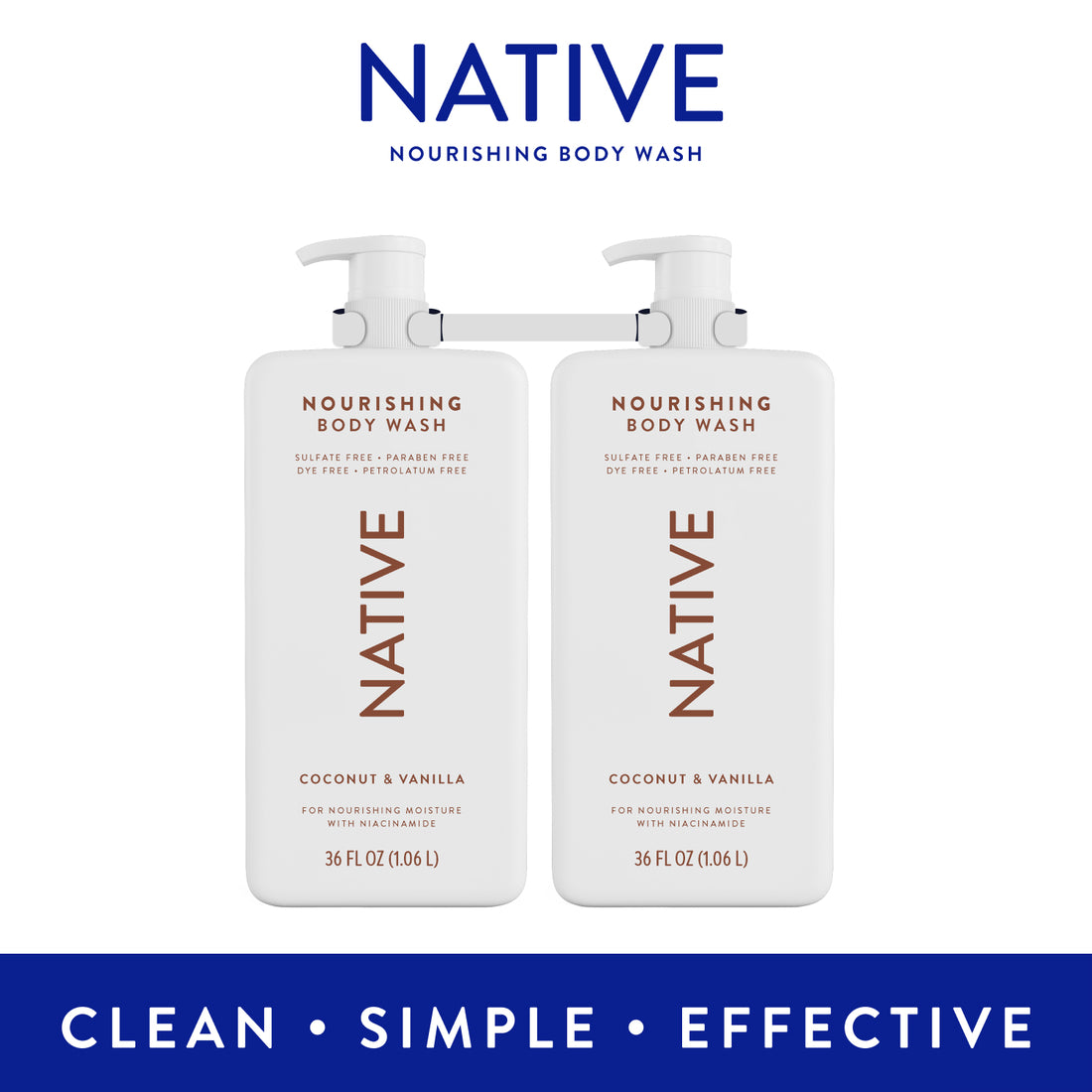 Native Nourishing Body Wash Coconut & Vanilla - (2x36)oz/60pk