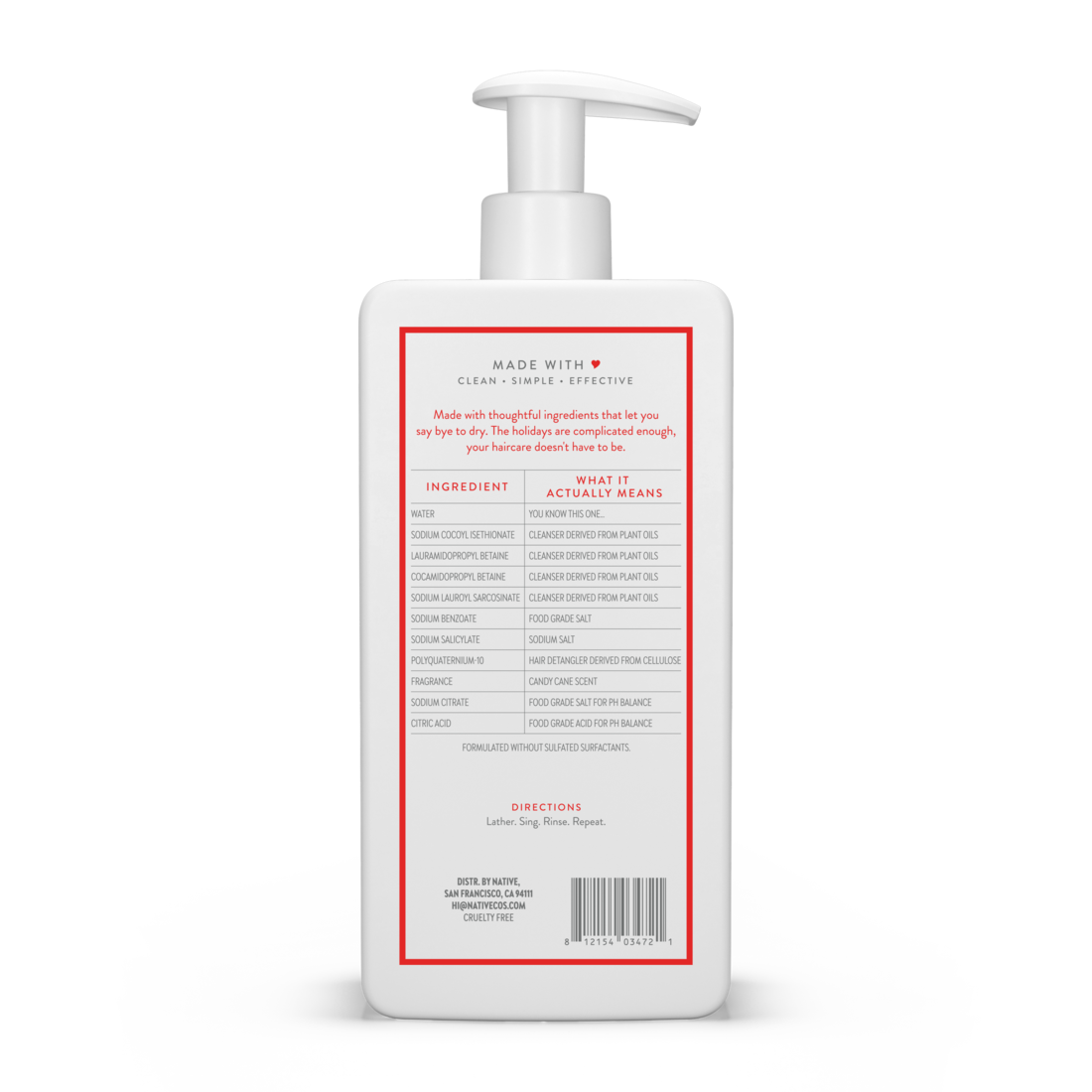 Native Limited Edition Candy Cane Moisturizing Shampoo - 16.5oz/6pk