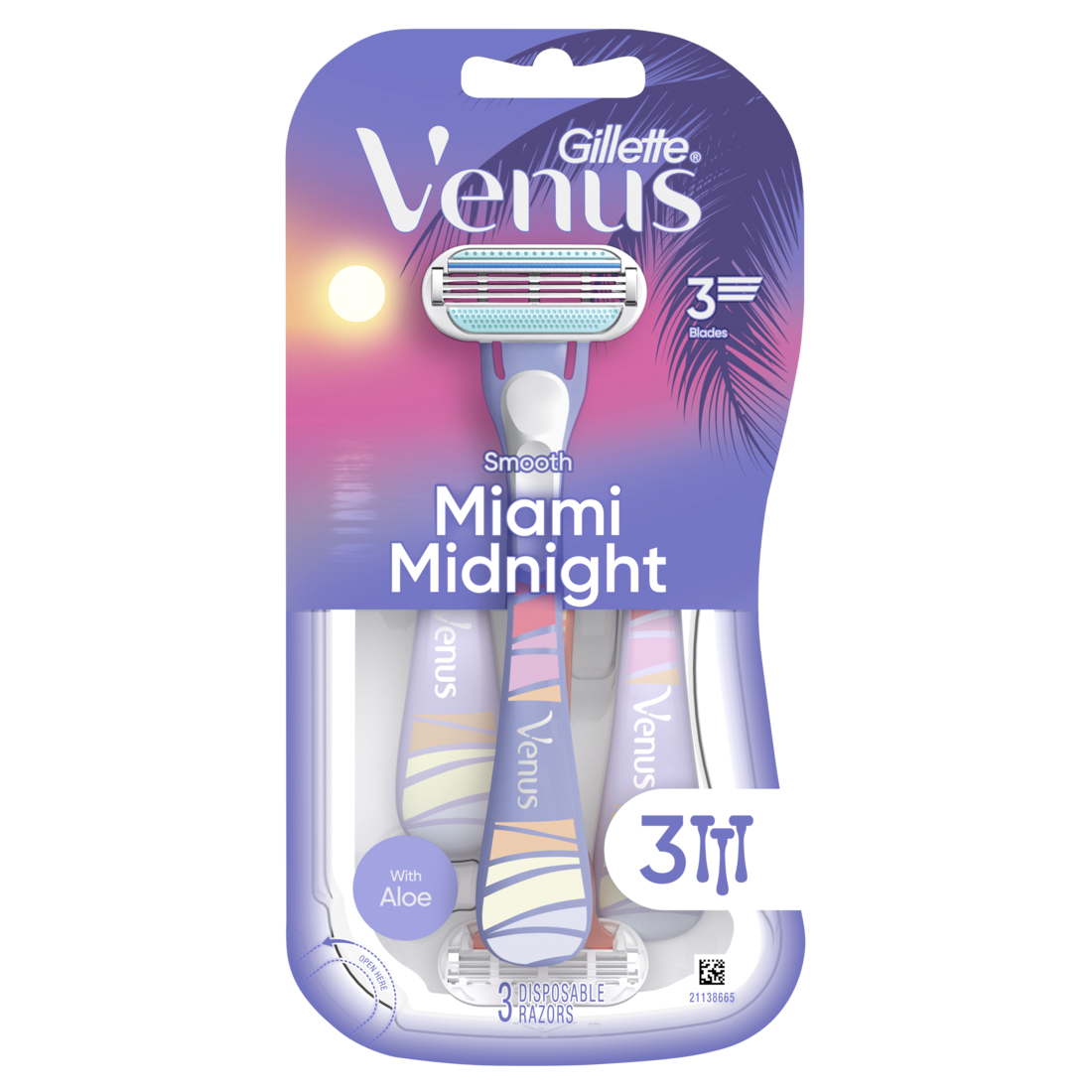 Gillette Venus Miami Midnight Smooth Women's Disposable Razors with Aloe - 3ct/4pk
