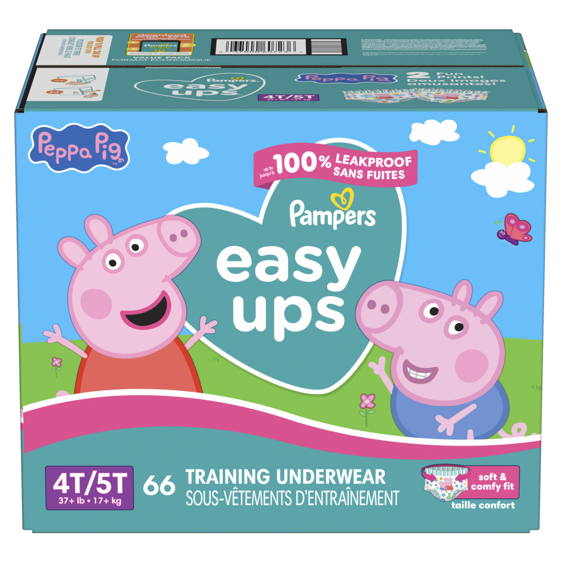 Pampers Easy Ups Training Underwear Peppa Pig Size 6 4T-5T - 66ct/1pk