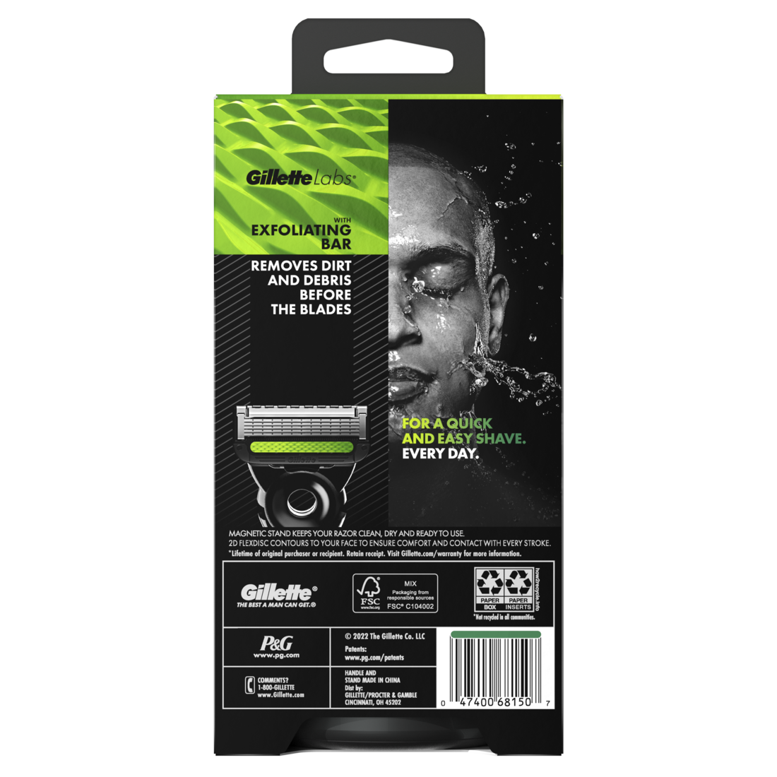GilletteLabs with Exfoliating Bar by Gillette Razor for Men Sharp White Edition - 1 Handle 1 Razor Blade Refill Includes Premium Magnetic Stand - 1box/18pk