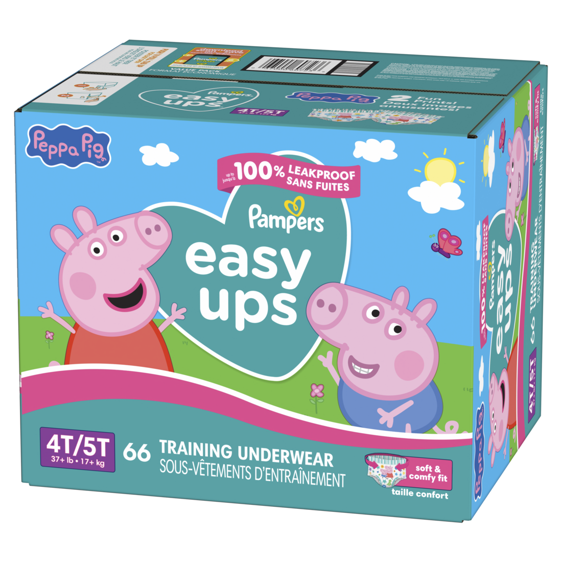 Pampers Easy Ups Training Underwear Peppa Pig Size 6 4T-5T - 66ct/1pk