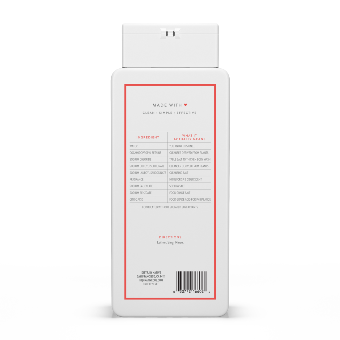 Native Honeycrisp & Cedar Body Wash - 18oz/6pk