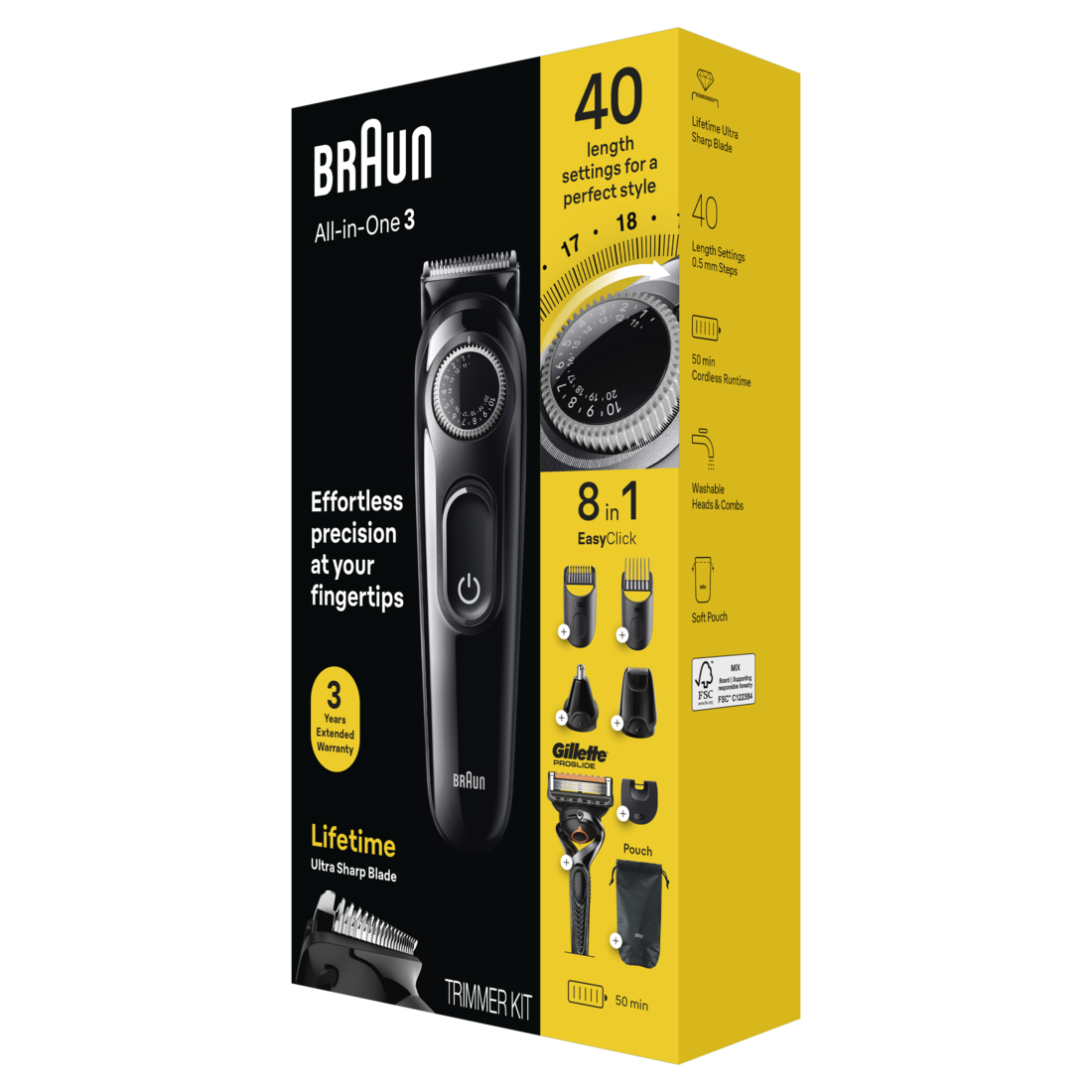 Braun All-In-One Style Kit Series 3 3470 8-in-1 Trimmer for Men with Beard Trimmer - 1box/3pk