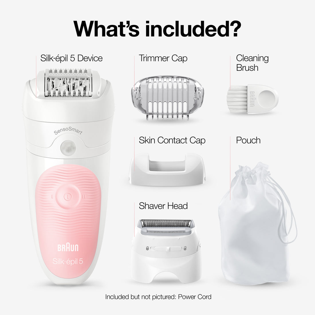 Braun Silk-epil 5 5-620 Epilator for Women for Gentle Hair Removal White&Pink - 1box/6pk