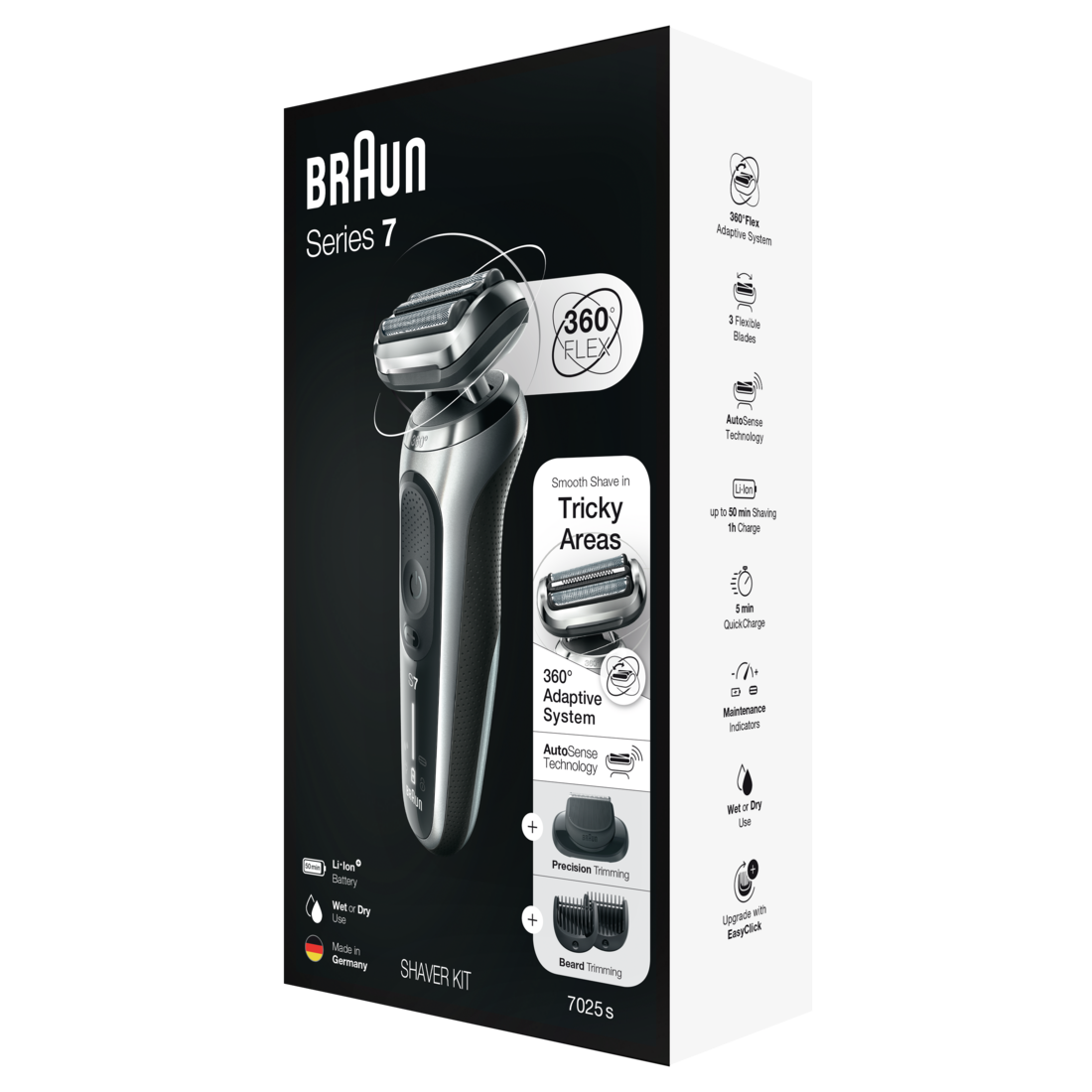 Braun Shaver 7025s Solo Silver US - 1box/2pk