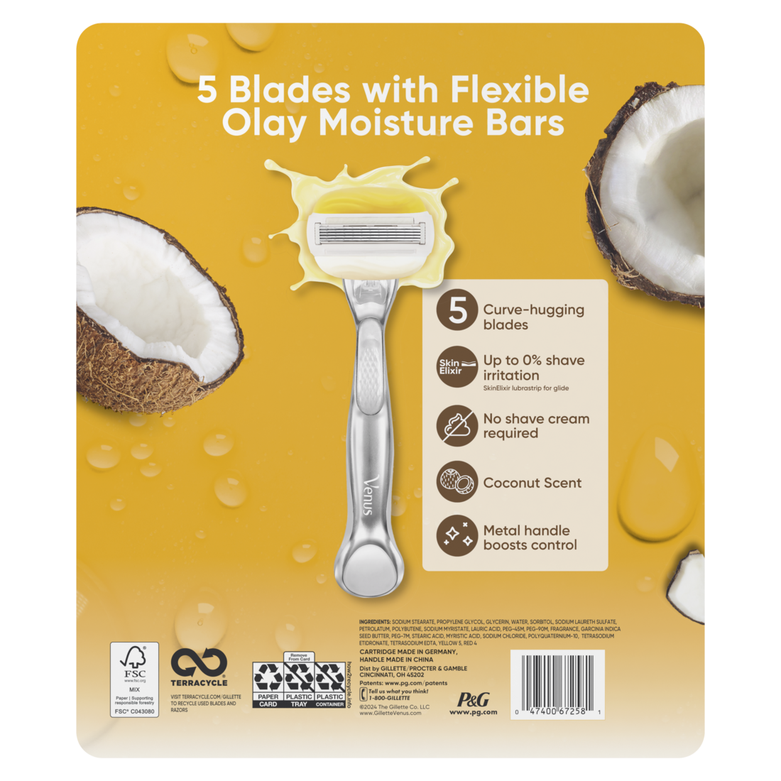 Gillette Venus Comfortglide plus Olay Coconut Women's 1 Razor Handle + 10 Blade Refills - (1+10)ct/140pk