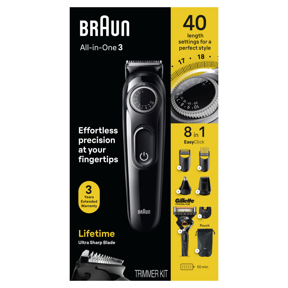 Braun All-In-One Style Kit Series 3 3470 8-in-1 Trimmer for Men with Beard Trimmer - 1box/3pk