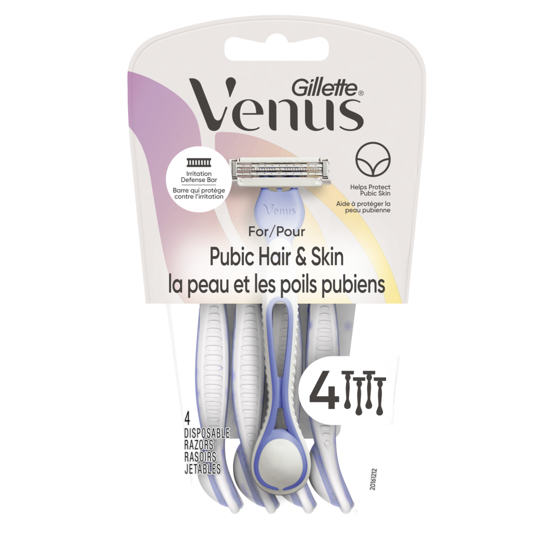 Gillette Venus Women's Disposable Razors for Pubic Hair and Skin - 4ct/4pk