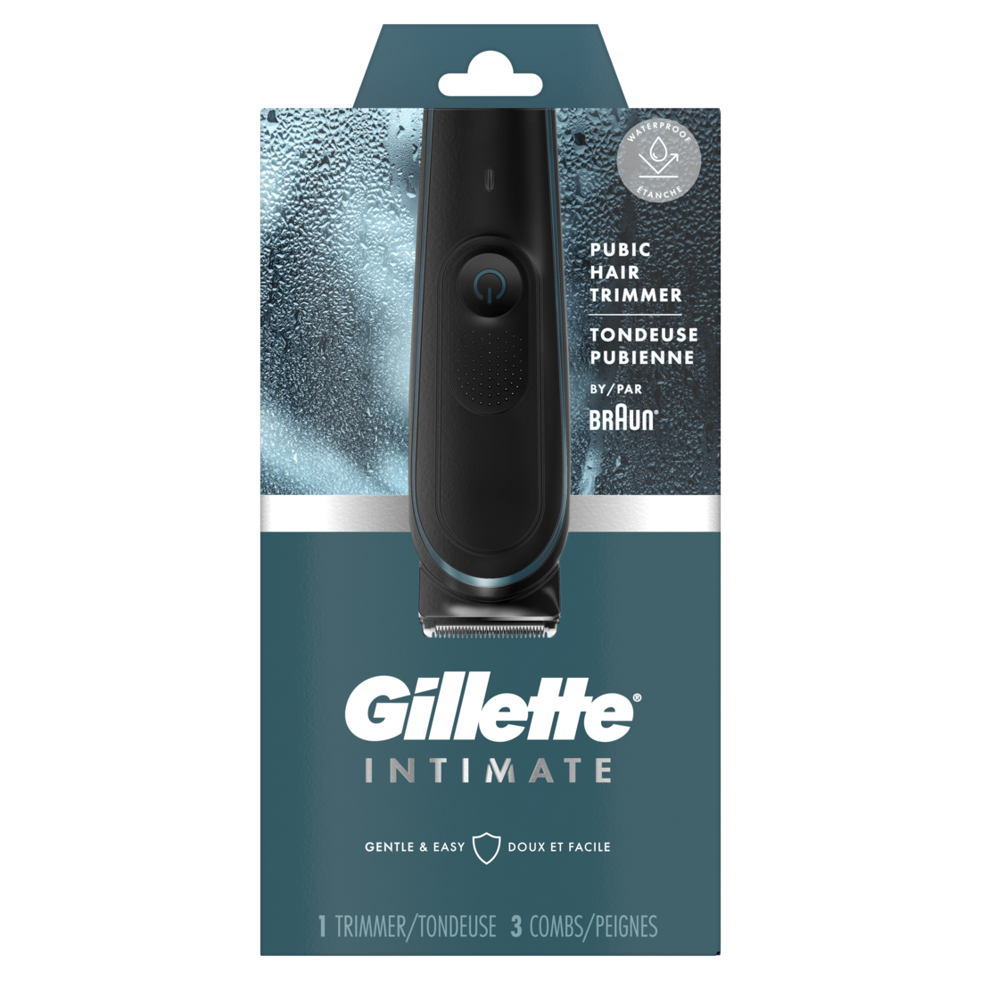 Gillette Intimate Men's Pubic Hair Trimmer SkinFirst Pubic Hair Trimmer For Men Waterproof Cordless For Wet&Dry Use Shaver For Men Lifetime Sharp Blades - 1box/3pk