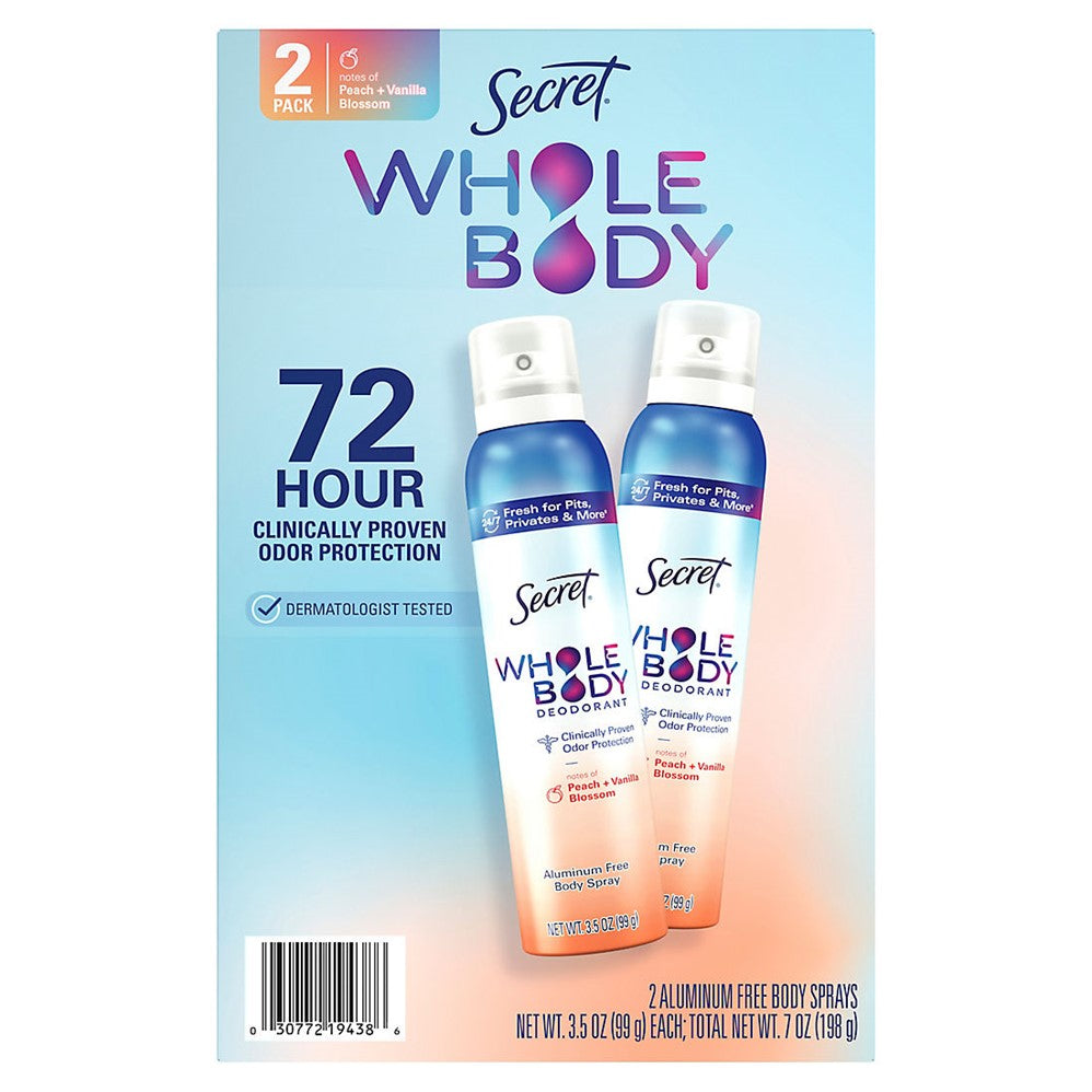 Secret Whole Body Spray Peach & Vanilla Twin Pack - (2x3.5)oz/105pk