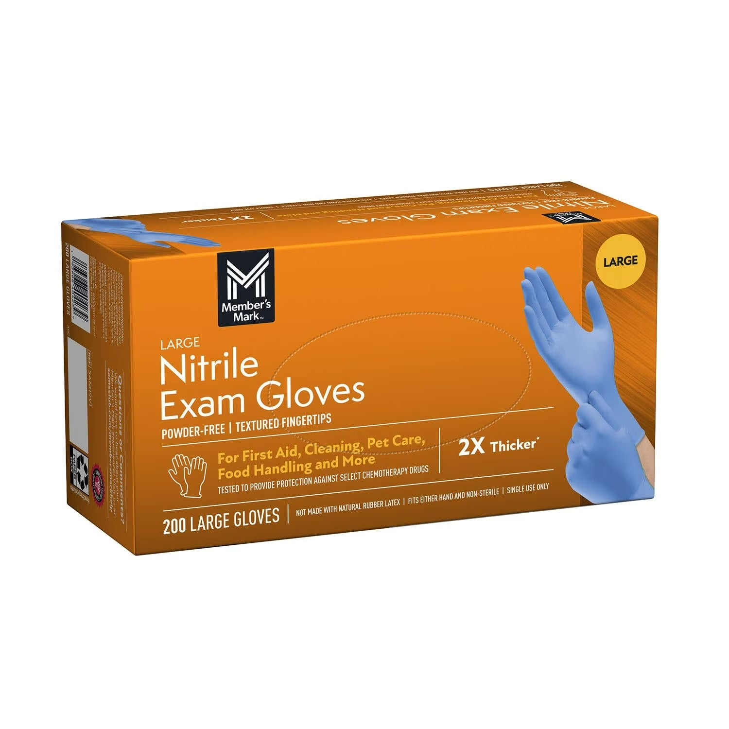 Member's Mark Nitrile Exam Gloves Size L (Orange) - 200ct/1pk