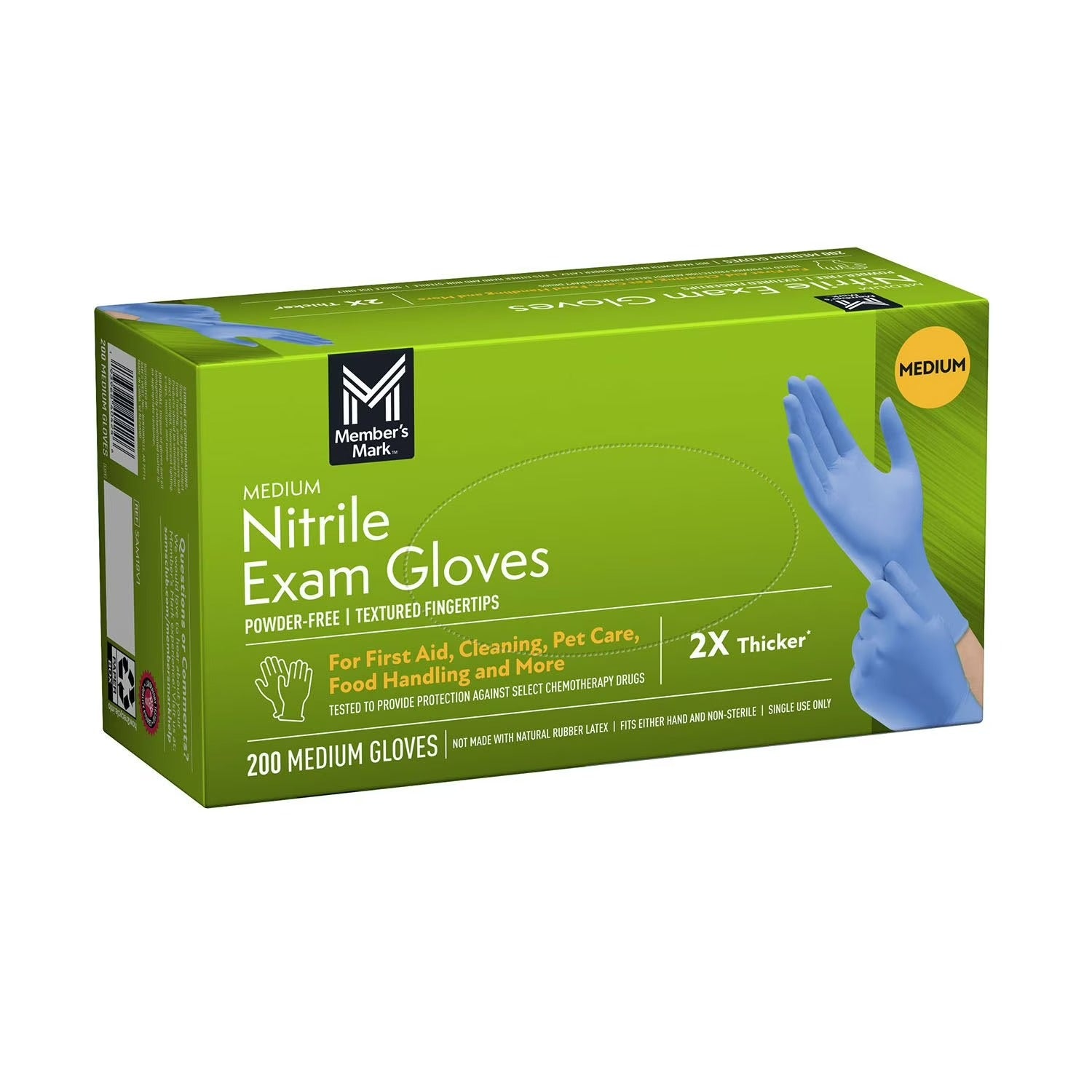 Member's Mark Nitrile Exam Gloves Size M (Green) - 200ct/1pk