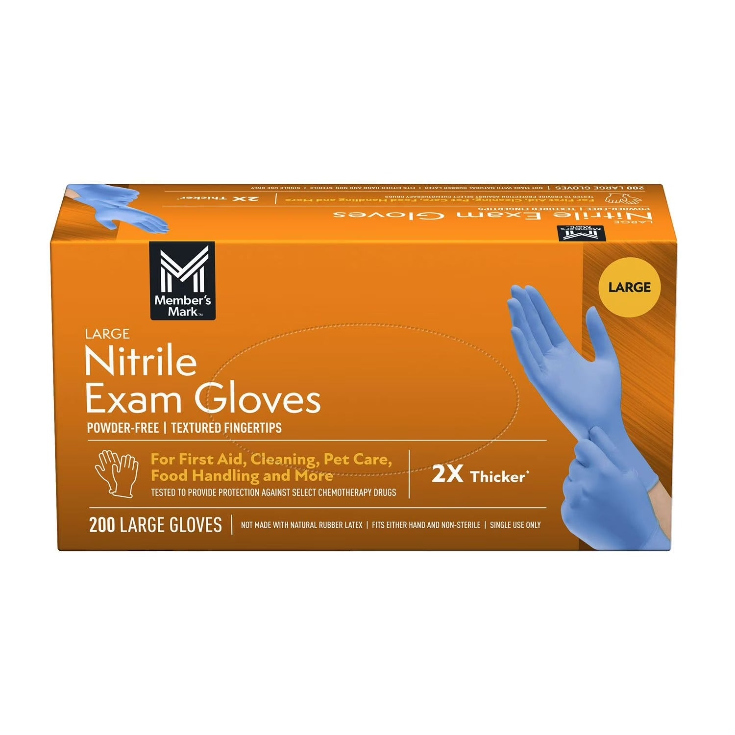 Member's Mark Nitrile Exam Gloves Size L (Orange) - 200ct/1pk