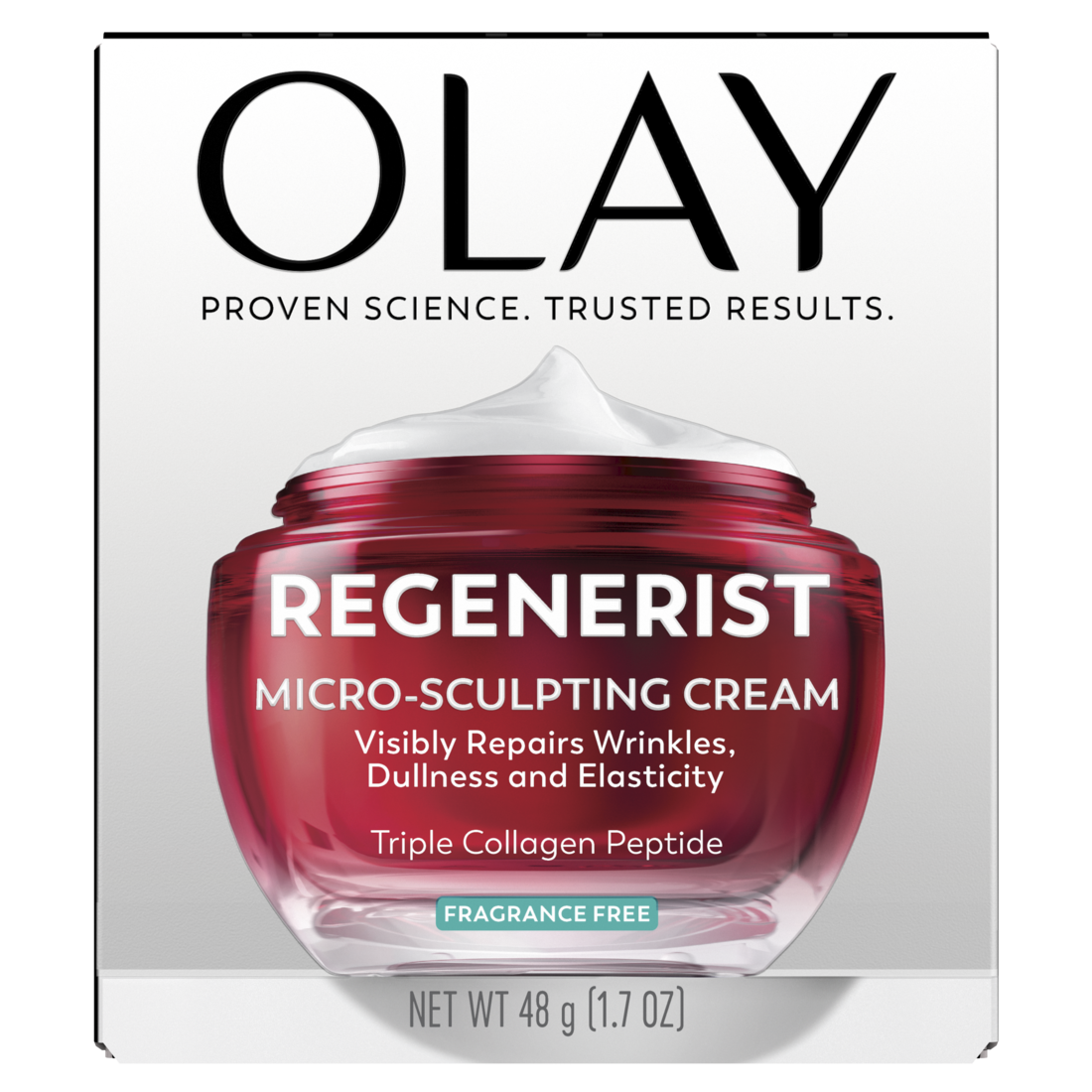 Olay Regenerist Micro-Sculpting Cream for Women Anti-Aging Moisturizer Fragrance-Free Firming Skin Care Anti-Wrinkle Hyaluronic Acid with Triple Collagen Peptide - 1.7oz/12pk