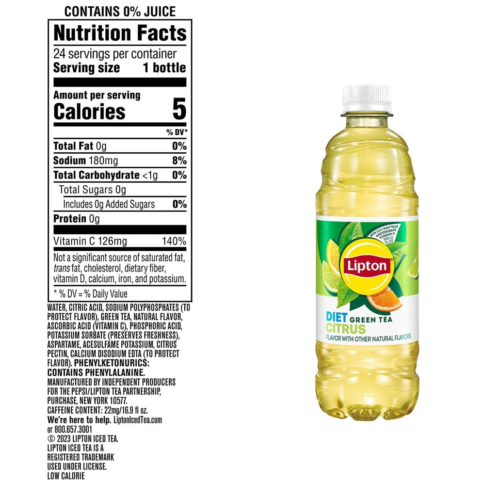 Lipton Diet Green Tea Citrus Iced Tea - 16.9oz/24pk