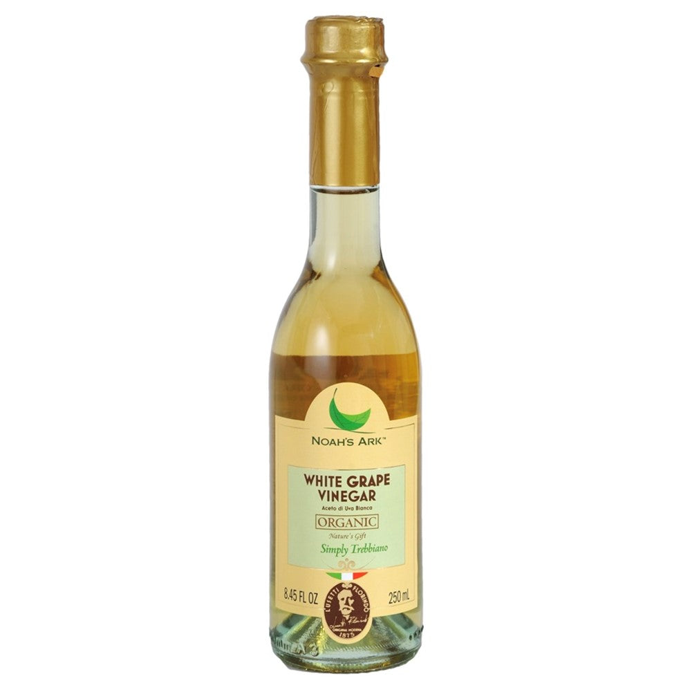 Noah's Ark Organic White Grape Vinegar of Trebbiano Glass Bottle - 250ml/8.45oz/6pk